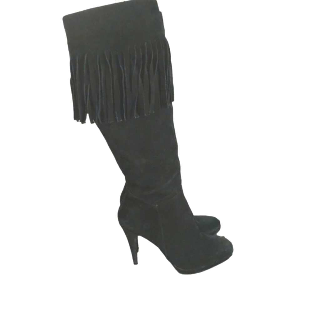Nine West Suede Knee High Fringe Boots Size 9 - Picture 6 of 13